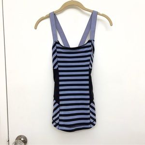 Lululemon Work It Out Tank Sea Stripe Polar Haze Black / Black  Purple Size 6‍‍‍